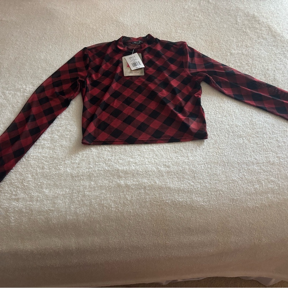 Lily Rose Red and Black Checkered Top